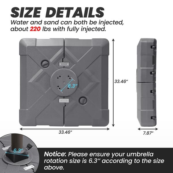 20 X 13 X 5 Black Water Injection Umbrella Base 20 X 13 X 5 Black Water Injection Umbrella Base