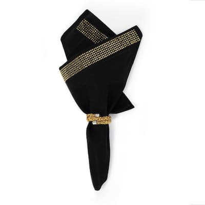 Sparkles Home Rhinestone Napkin (Set of 2) - Black & Gold - N/A