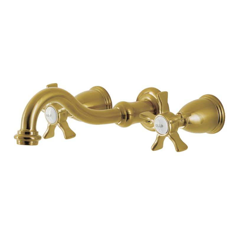 Hamilton Two-Handle 3-Hole Wall Mount Bathroom Faucet - Brushed Brass