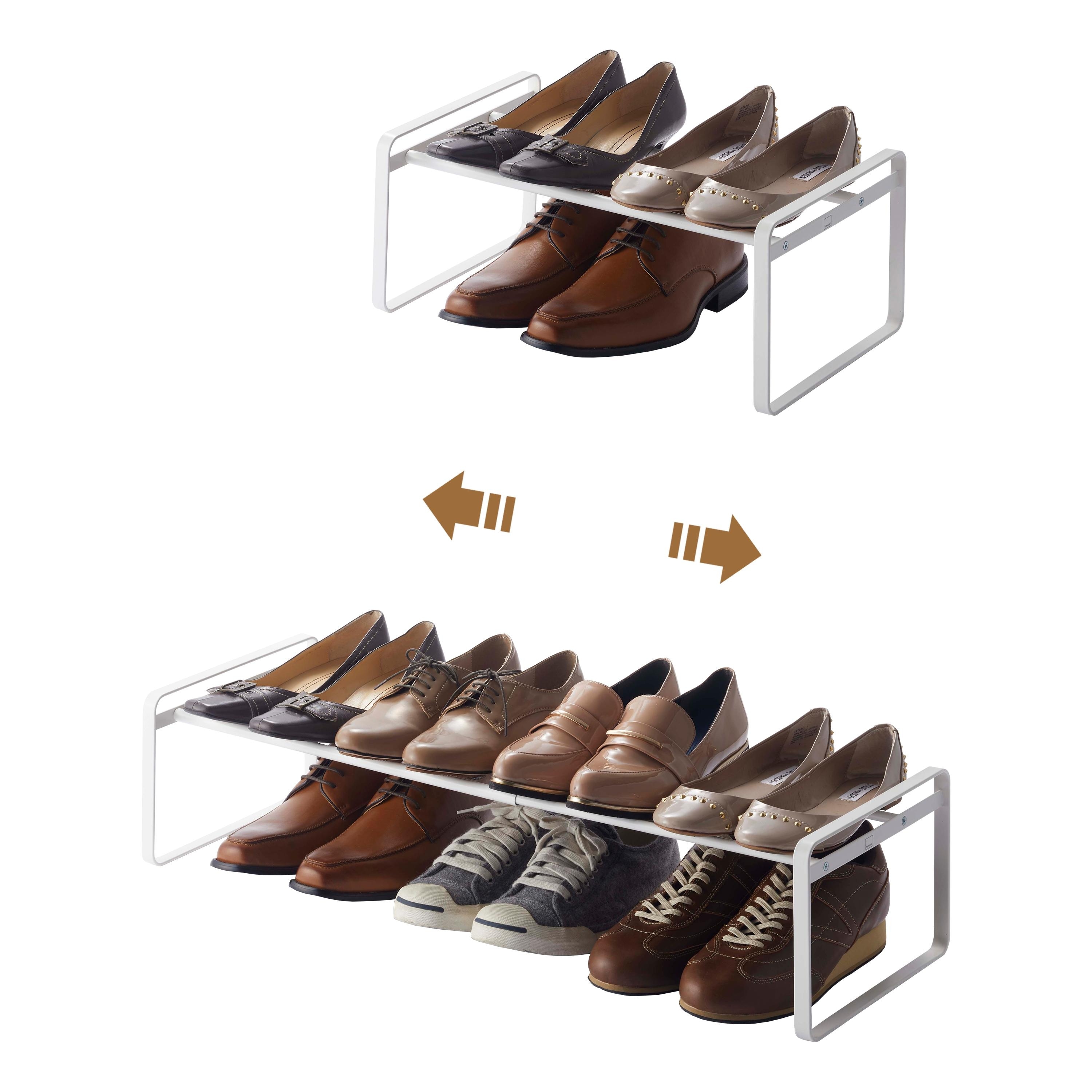 Yamazaki Home Stackable Shoe Rack, Steel, Holds up to 4 pairs of shoes per shelf, Holds 6.6 lbs, Expandable