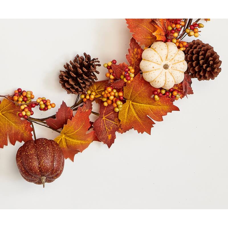 6' Artificial Fall Pumpkin Berries Cone Garland