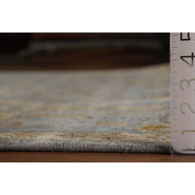 Hand Knotted Oriental 100% Wool Carpet Transitional All-Over Navy Blue & Blues Oushak Area Rug - 9' 11'' X 8' 1''