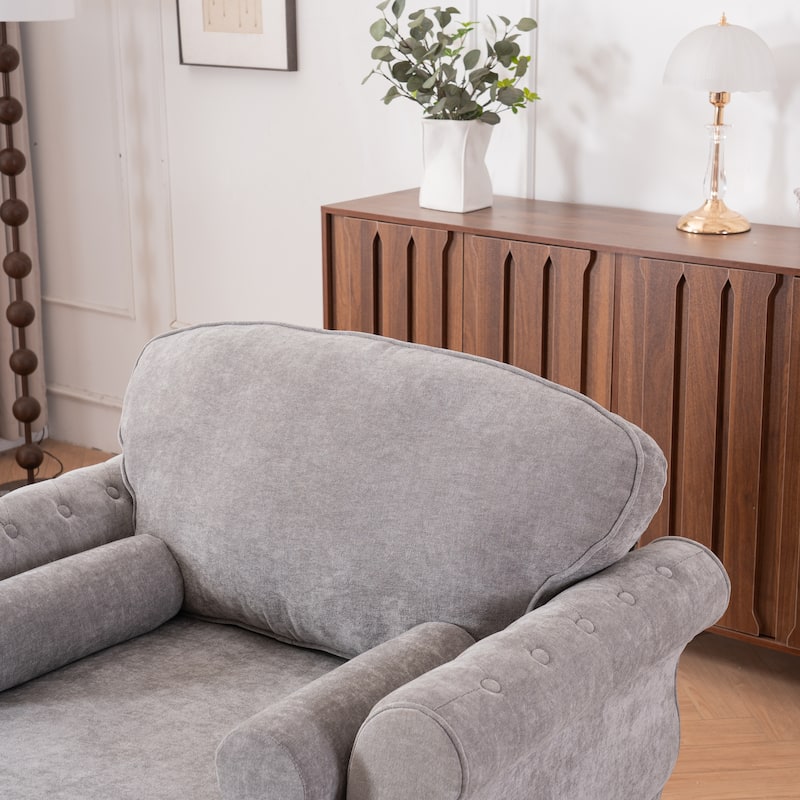 Anmytek Oversized Chenille Chaise Lounge Sofa Bed - Wide Seat Lazy Sleeper Reading Armchair