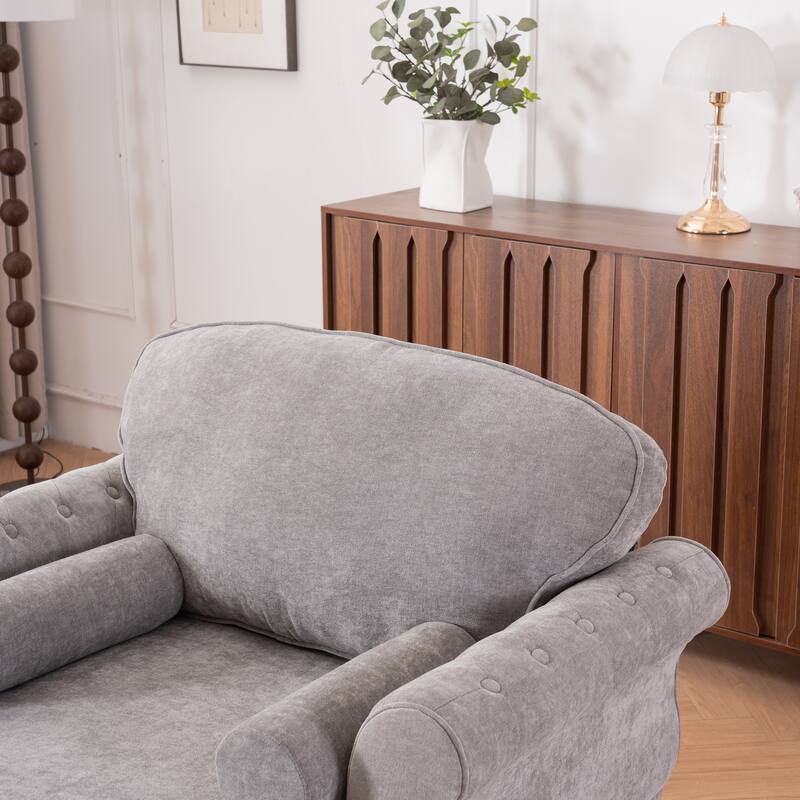 Oversized Chaise Lounge Indoor,Chenille Single Sofa Bed with Wide Seat,Upholstered Lazy Sleeper Armchair,Reading Couch Set