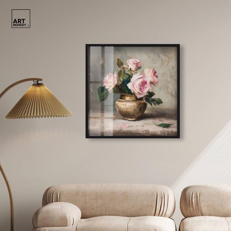 Pink Petals and Brass Shadowbox by Art Remedy