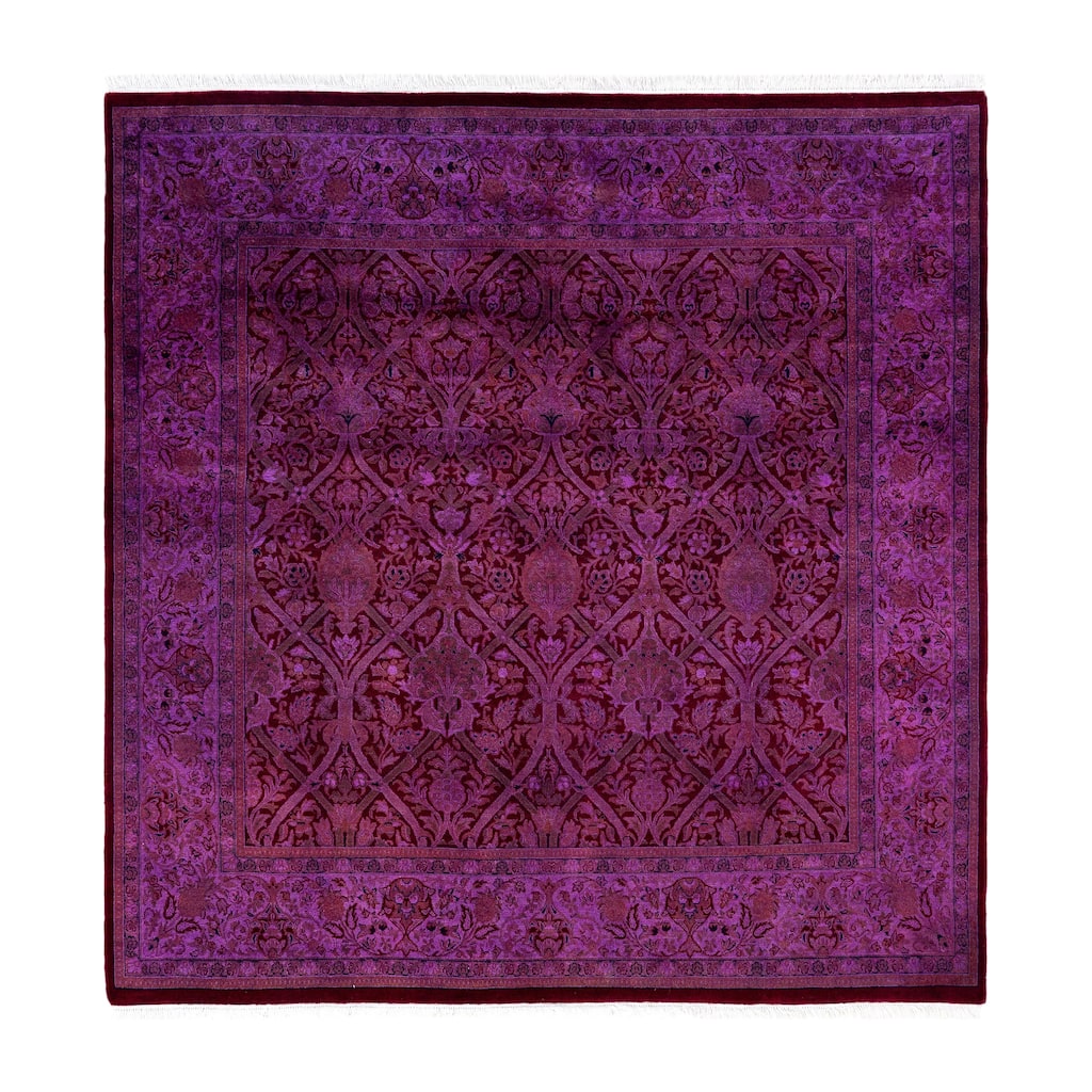 Overdyed One-of-a-Kind Hand-Knotted Area Rug - Purple - 6' 0" x 6' 2"