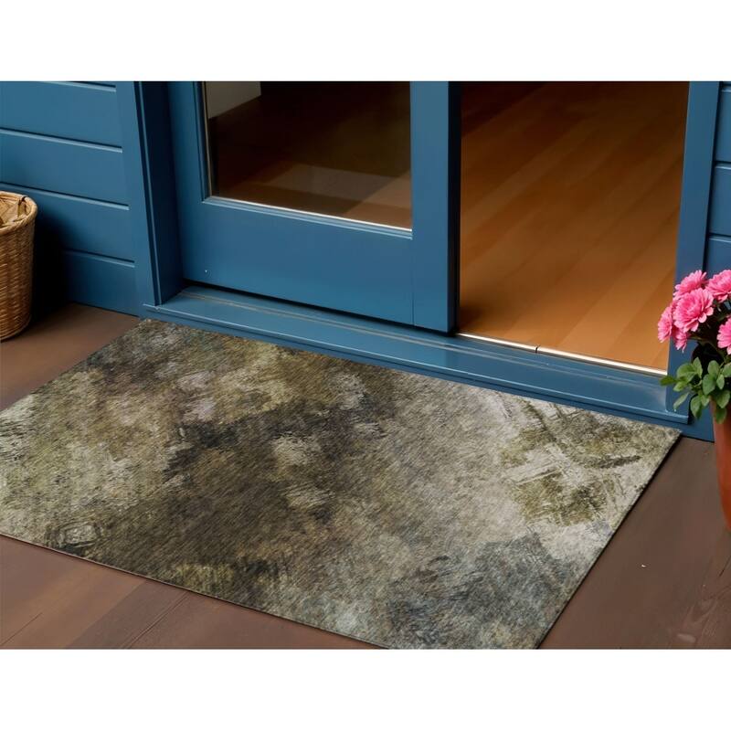 HomeRoots Abstract Transitional Rectangle Outdoor Rug - 3' x 5'