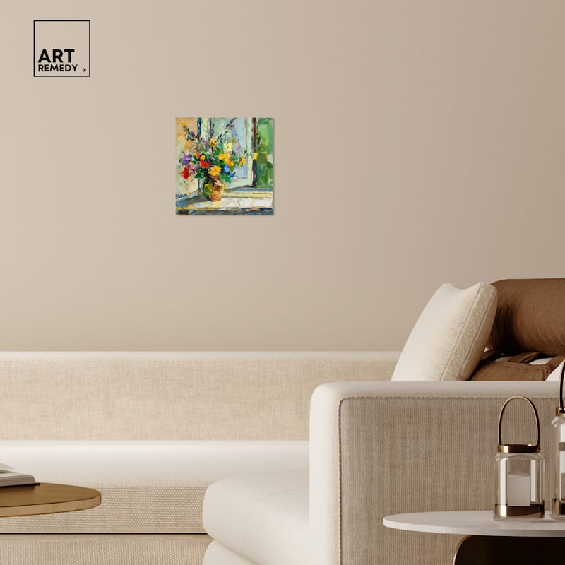 Art Remedy Vase By The Window Gallery Wrapped Impressionism 1 Piece Canvas Wall Art /Monet And Van Gogh Inspired Art