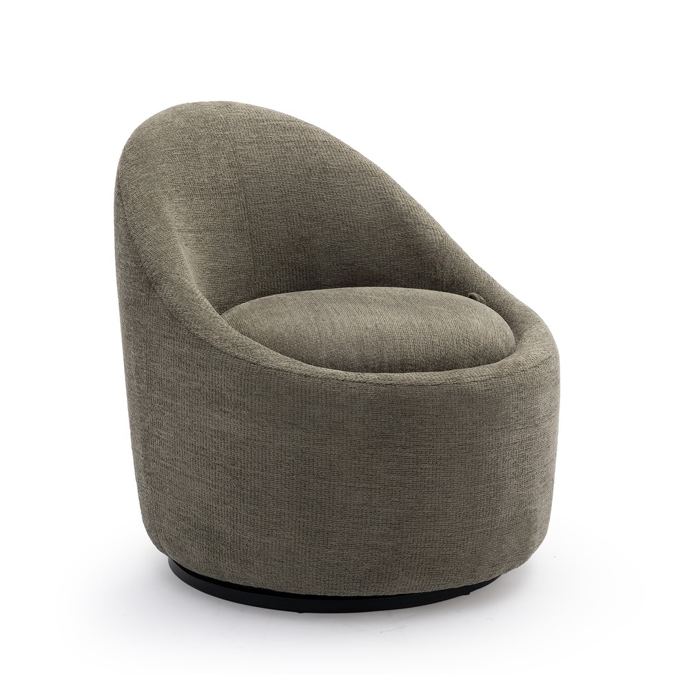 Modern Barrel Swivel Accent Chair - 360° Rotation & Hidden Storage Ottoman, Compact for Small Spaces