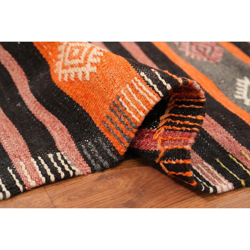 Hand Woven Oriental 100% Wool Carpet Southwestern Tribal Multi-Colored Kilim Area Rug - 9' 2'' X 6' 5''