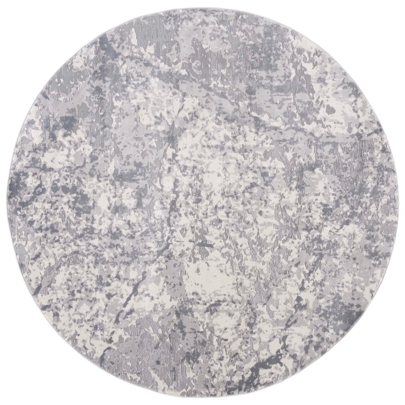 SAFAVIEH Eternal Chiyoe Modern Abstract Rug - 6'7" Round - Light Grey/Grey