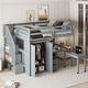 preview thumbnail 1 of 64, Multifunctional Loft Bed w/Stairs, Bookshelf, Drawers, Desk & Wardrobe Full - Grey