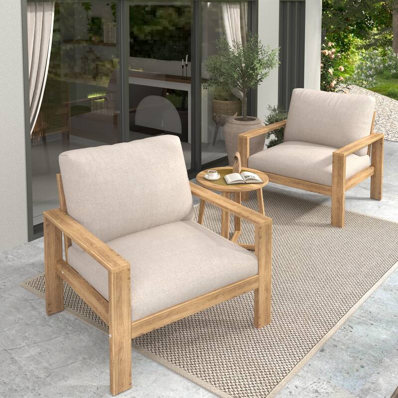 Christopher Knight Home - Mason Outdoor Patio Chair Set with Cushions and Acacia Wood Frame