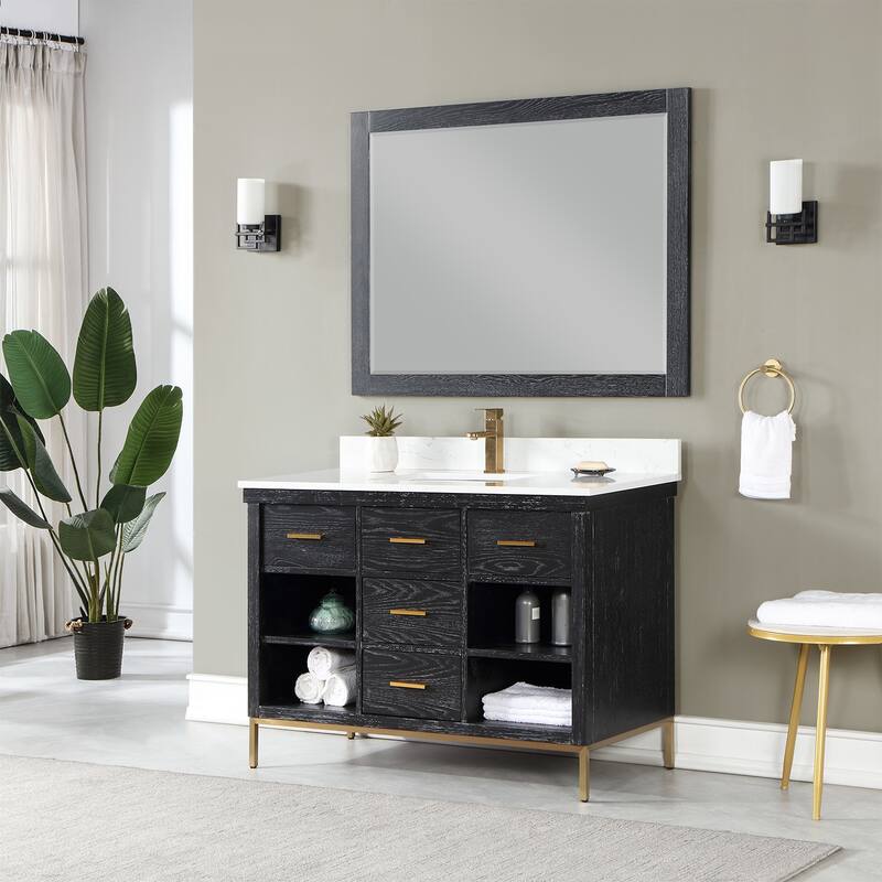 Altair Kesia Bathroom Vanity with Composite Stone Countertop with Mirror
