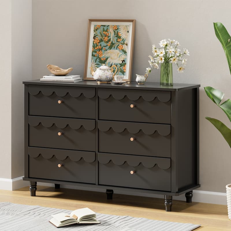 Lace Trim 6-Drawer Dresser with Nightstand Kids' Bedroom Dream Storage