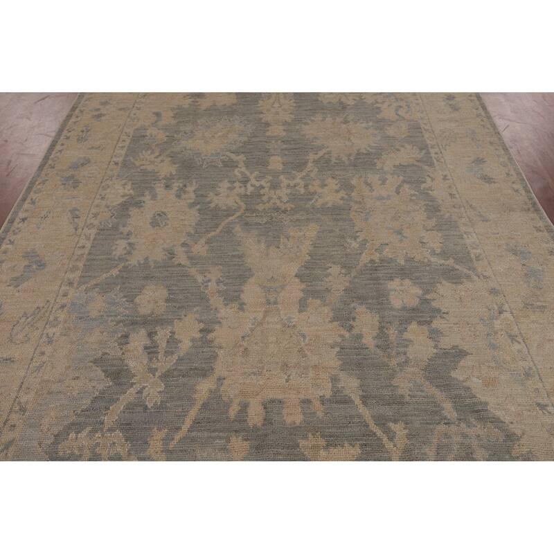 Vegetable Dye Grey Oushak Oriental Area Rug Hand-Knotted Wool Carpet - 6'2"x 9'2"