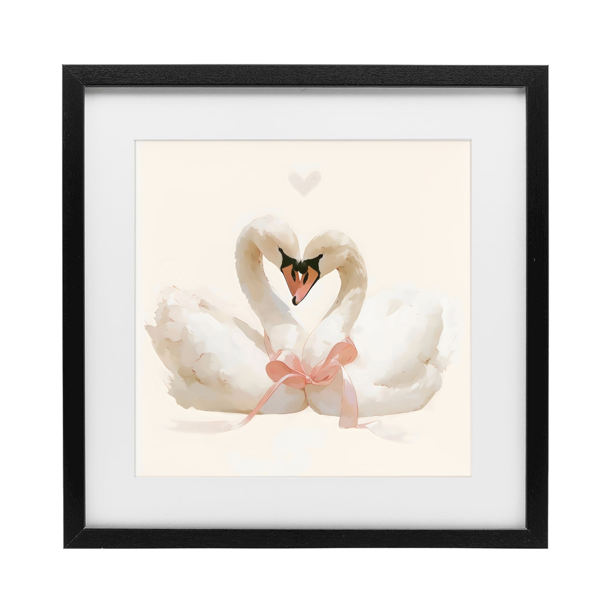 Stupell Swan Pair with Bow Under Glass Framed Design By Creative Studio