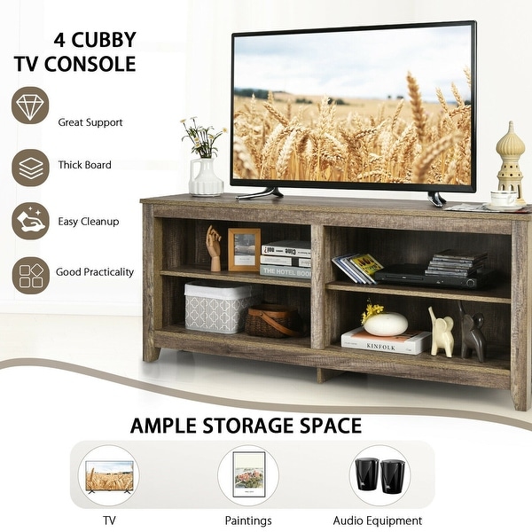 4 Cubby Entertainment Media Console with Shelves 58