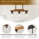 preview thumbnail 35 of 67, Farmhouse Linear Chandelier Rustic Wood Kitchen Island Lighting Dining Room Pendant Light Fixture with Seeded Glass Shade