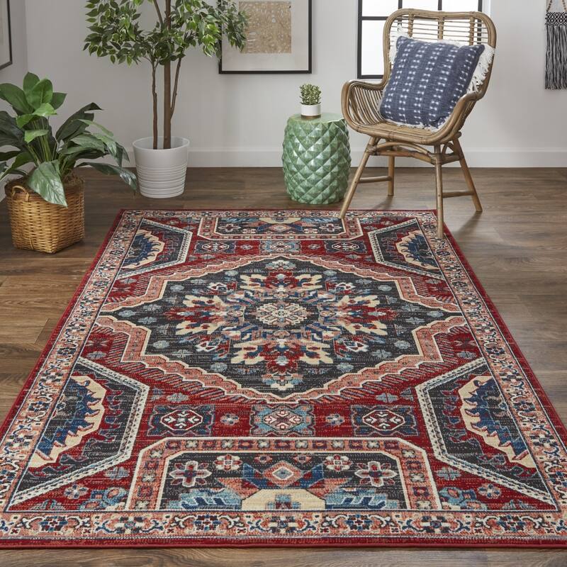 Vojep Power Loomed Distressed Abstract Stain Resistant Area Rug By HomeRoots - 12' x 15'