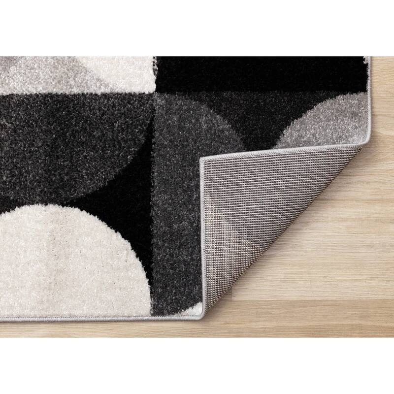 Ellis Collection - Mid-Century Modern Grey Black White Area Rug