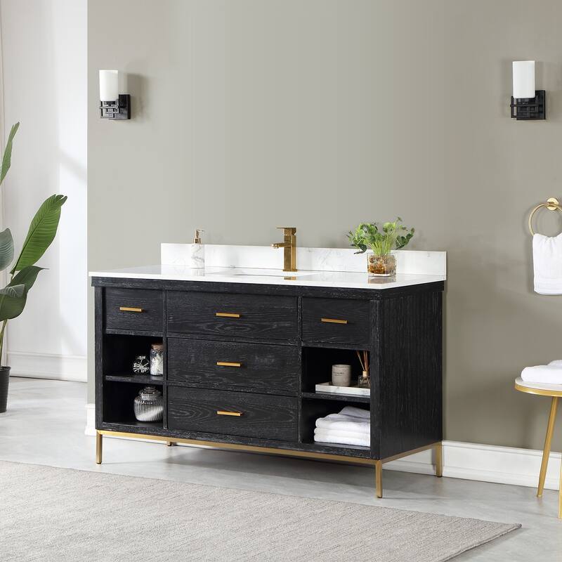 Altair Kesia Bathroom Vanity with White Composite Stone Top without Mirror