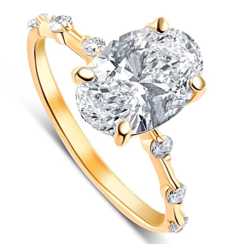 Certified 2 3/4Ct TW Oval Diamond Engagement Ring Lab Grown Gold