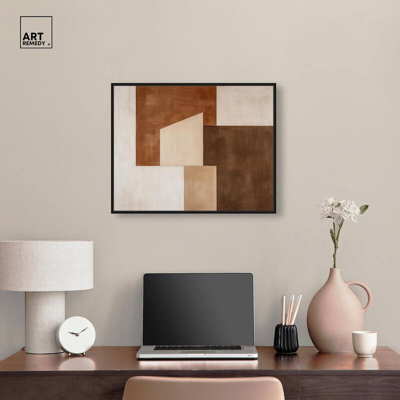 Cream and Brown Panels I Canvas by Art Remedy