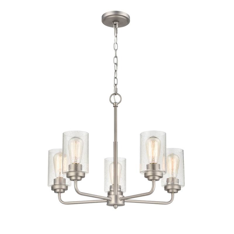 Millennium Lighting Moven 5 Light Metal Chandelier in Multiple Finishes with Seeded Glass Shades