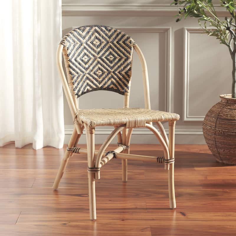 SAFAVIEH Callidora Rattan Bistro Dining Chair - 19"W x 24"D x 34"H - Natural/Black