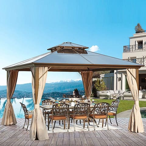 12'x12' Outdoor Roof Hardtop Gazebo Canopy Furniture Pergolas