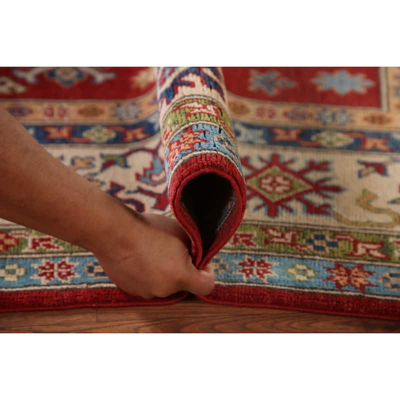 Red Kazak Area Rug Handmade Wool Carpet - 6'7" x 10'2"