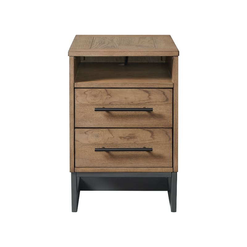 Eden 16" Wide Chairside Table with 2 Storage Drawers, Rustic Dune