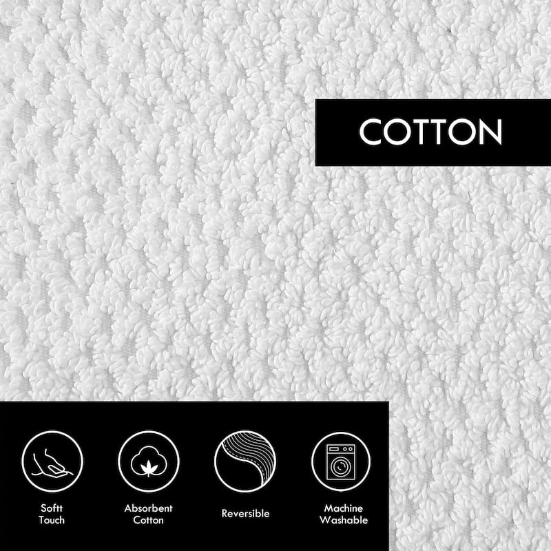 Vera Wang Fine Trellis Solid Cotton Reversible White Bath Rug 2-Piece Set