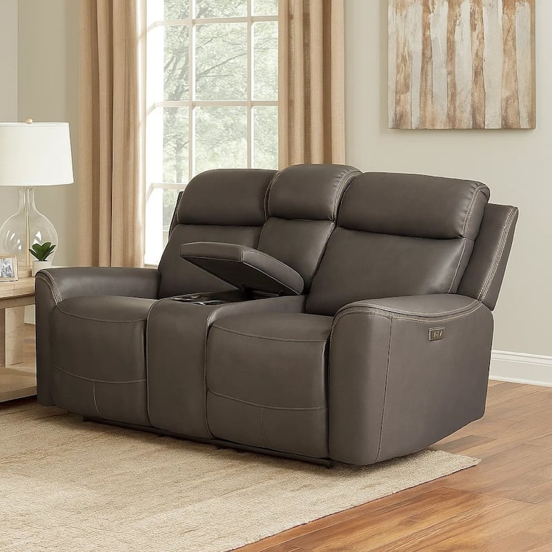 Akto Power Recliner Loveseat, Zero Gravity, Gray Faux Leather, 81 Inch
