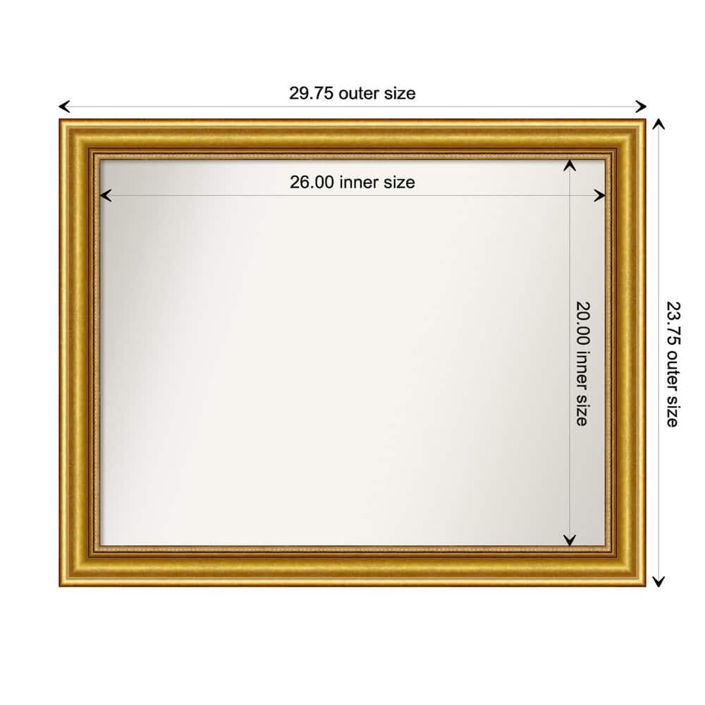 Townhouse Gold Framed Non-Beveled Custom Wall Mirror, Bathroom Vanity Mirror