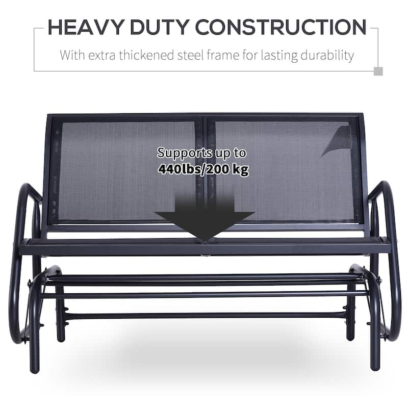 2-Person Outdoor Glider Bench, Patio Double Swing Rocking Chair