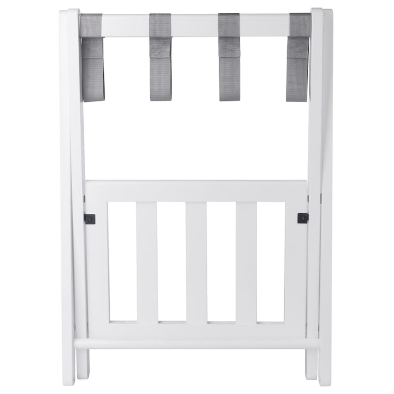 Foldable Luggage Rack with Shelf - 24.75" - White and Gray