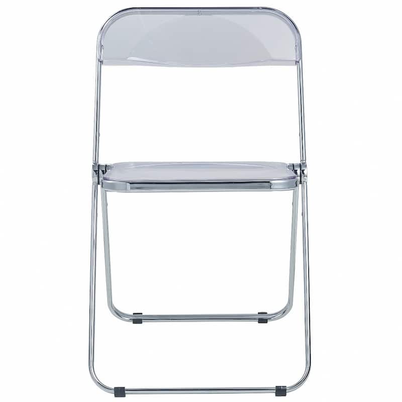 LeisureMod Lawrence Acrylic Folding Dining Chairs and Dining Table Set