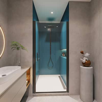 Pivot shower door, open outside, with 1/4" tempered glass