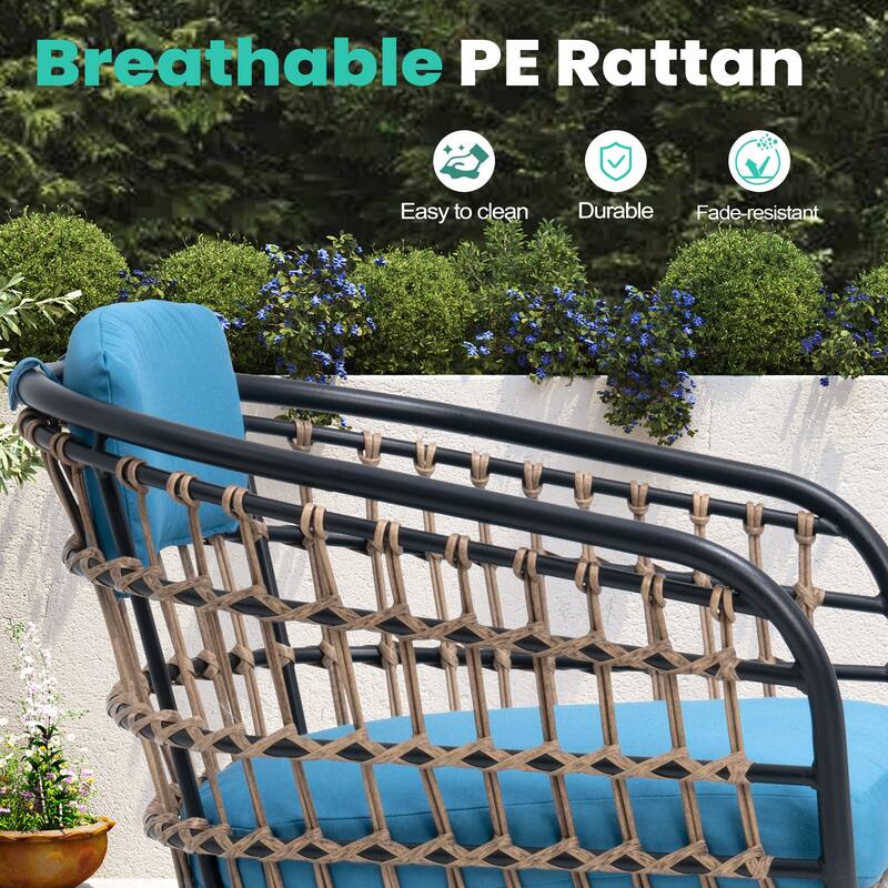 9PC Outdoor Patio Aluminum X-Frame Dining Set Table with Rattan Chairs Umbrella Hole