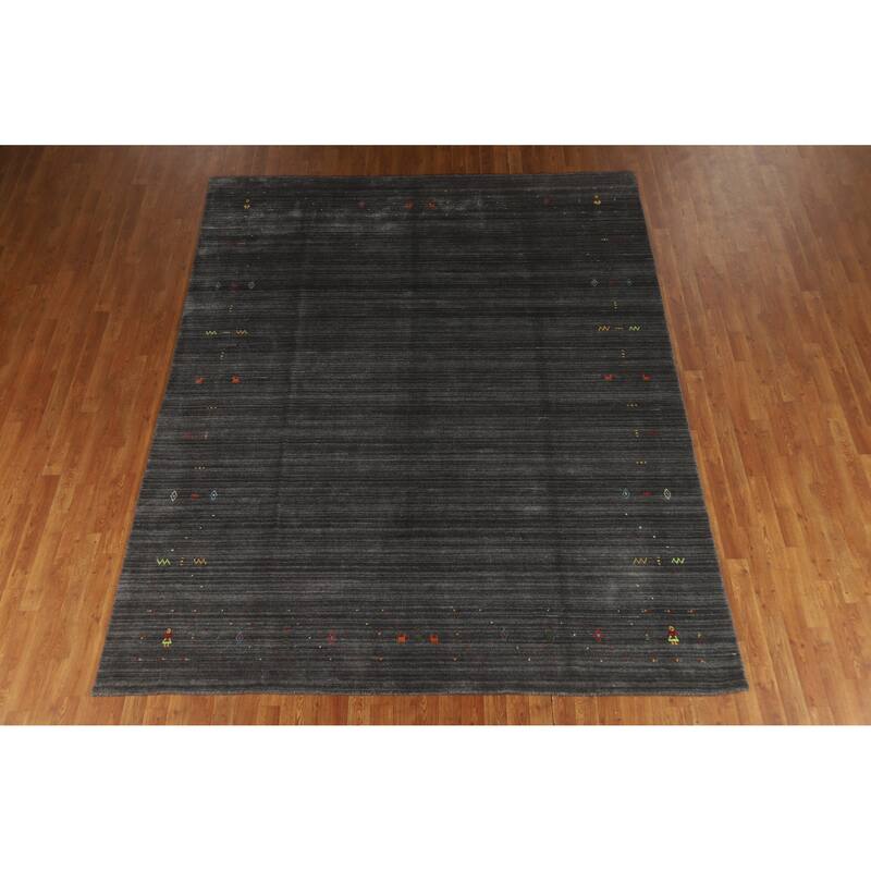 Hand Knotted Oriental 100% Wool Carpet Tribal Tribal Greys & Charcoal Gabbeh Area Rug - 10' 0'' X 8' 0''