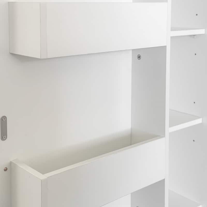 Kitchen Pantry Cabinet, White Freestanding Buffet Cupboards Sideboard With Doors & Shelves, Kitchen Pantry Storage Cabinet
