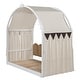 preview thumbnail 27 of 56, Wood Twin Size Bed Frame with Arched Roof, Floor Bed with Light and Curtain, Pull-out Kids Bed for Girls Boys Bedroom