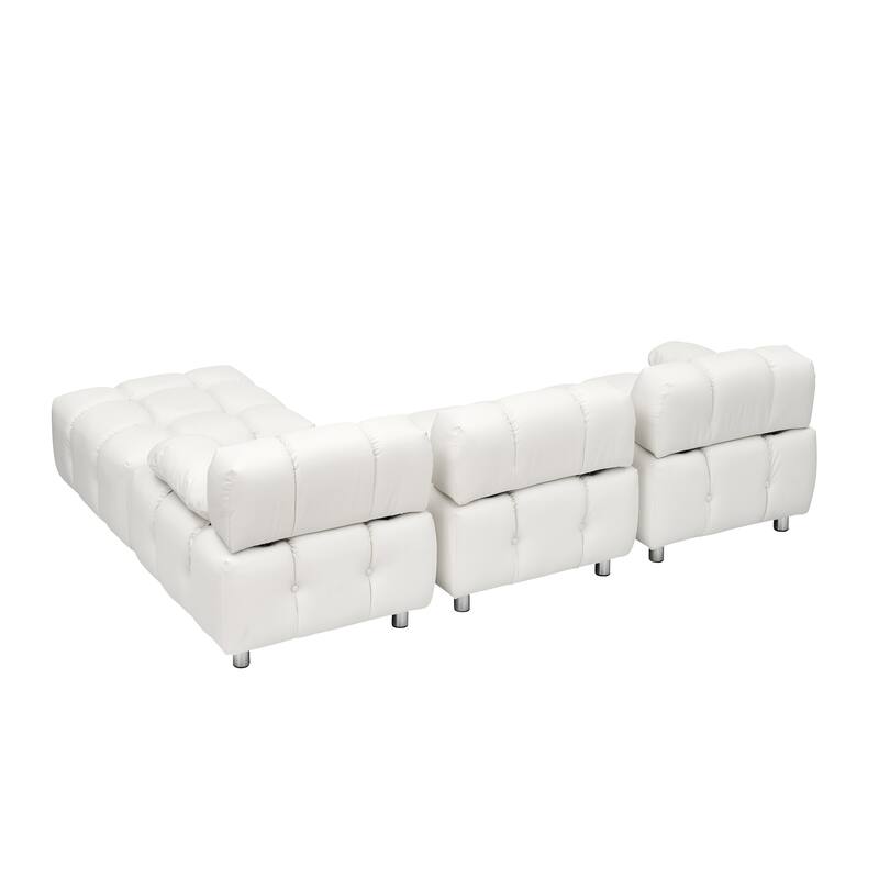 A 90.60-inch technology cloth white sofa, waterproof, stain and cat scratch resistant