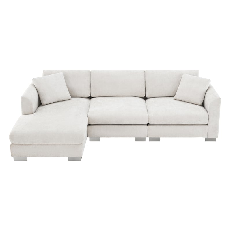 4-seat Chenille Indoor Sectional Sofa with Oversized Chaise