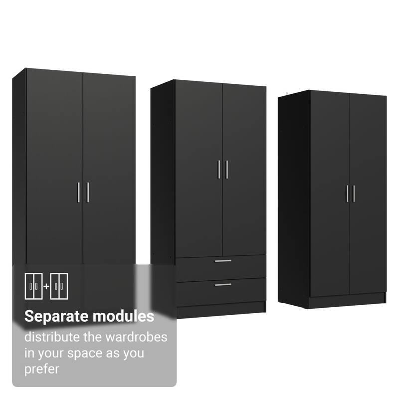 MADESA 6 Doors 2 Drawers Wardrobe Set Bedroom Storage Cabinet