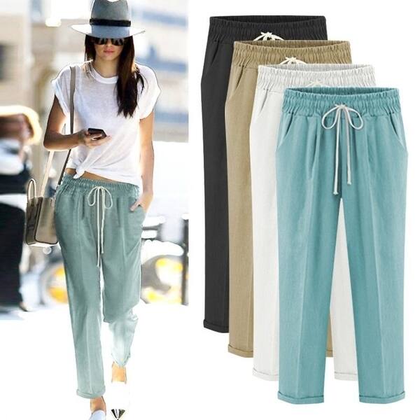 Shop Plus Size M 6xl Summer Women S Casual Pants Capris Fashion