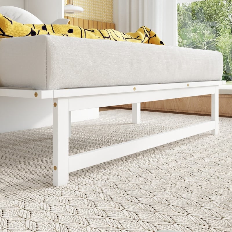 Murphy Cabinet Bed with USB Port and Removable Shelves on Each Side, Space-Saving Cube Cabinet Bed with Desk