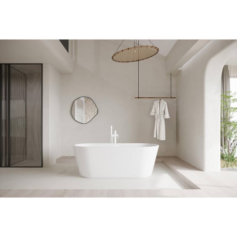 Odell Soaking Bathtub in Glossy White - Glossy White with White Trim - 24"